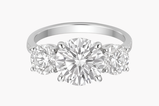THRESS STONE ROUND CUT SOLITAIRE MOISSANITE ENGAGEMENT RING (3 Carat)