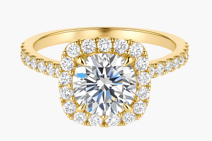 CUSHION CUT HALO MOISSANITE ENGAGEMENT RING (2 Carat)