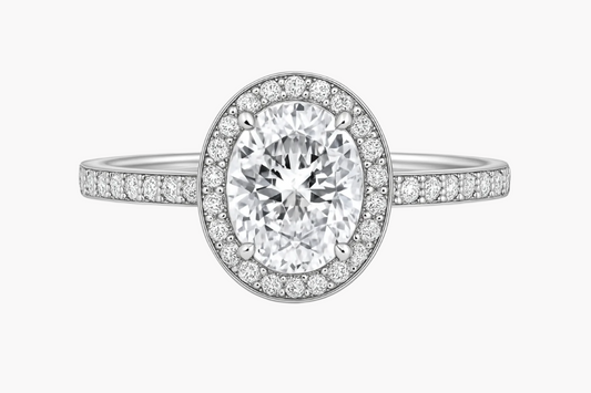 HALO OVAL CUT MOISSANITE ENGAGEMENT RING