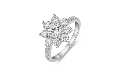 SUNFLOWER ROUND CUT MOISSANITE ENGAGEMENT RING (2 Carat)