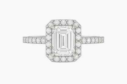 EMERALD CUT HALO MOISSANITE ENGAGEMENT RING (2 Carat)