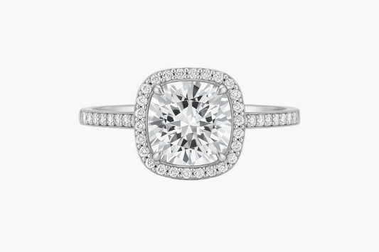 CUSHION CUT HALO ENGAGEMENT RING (2 Carat)