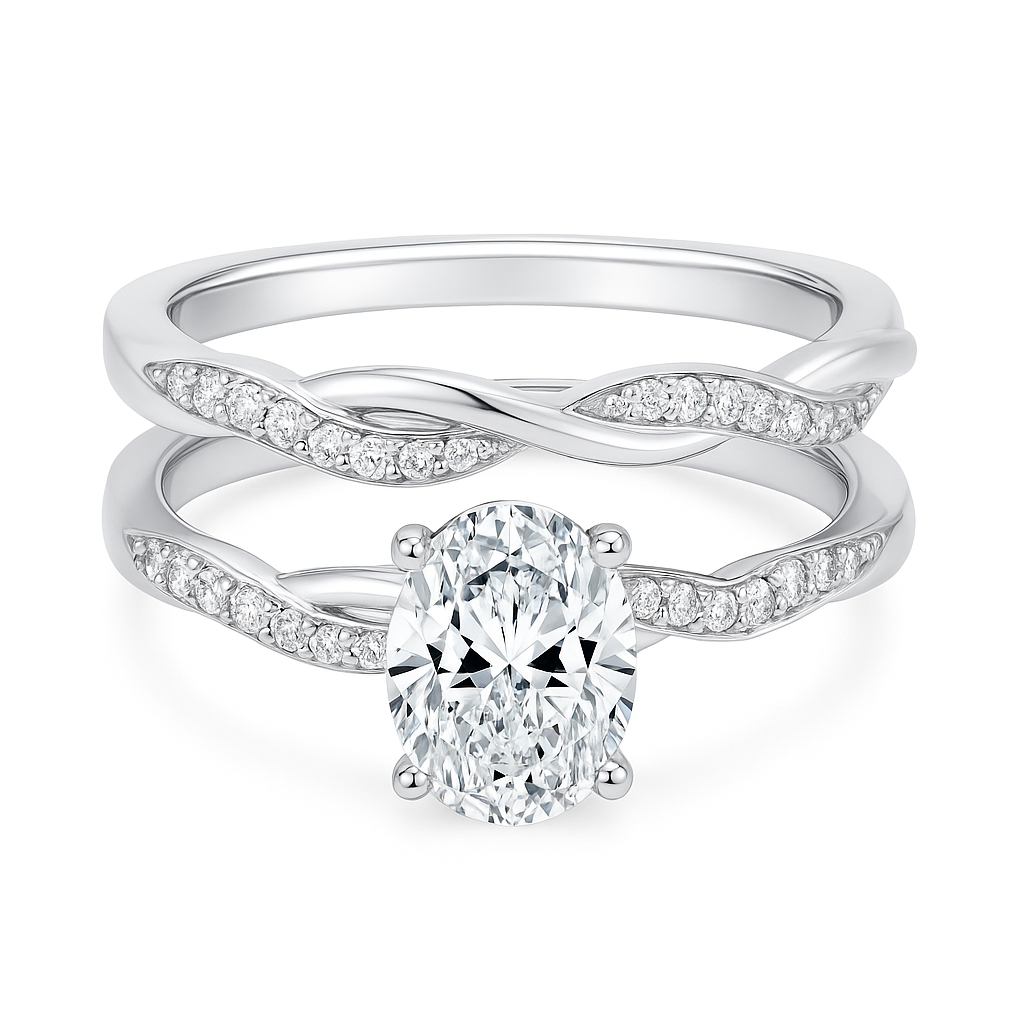 NESTED STACKING OVAL CUT MOISSANITE ENGAGEMENT RING (2 Carat)
