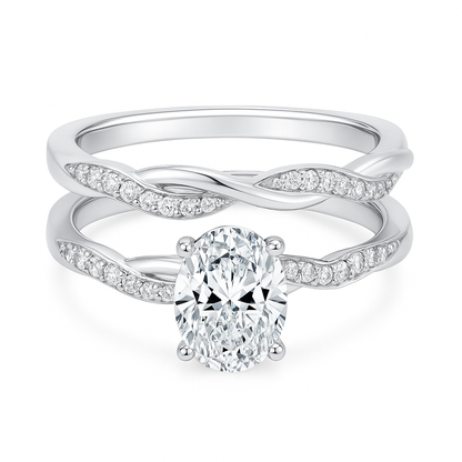 NESTED STACKING OVAL CUT MOISSANITE ENGAGEMENT RING (2 Carat)