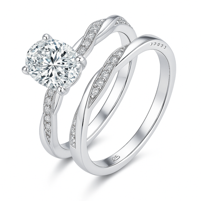 NESTED STACKING OVAL CUT MOISSANITE ENGAGEMENT RING (2 Carat)