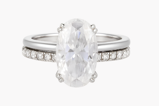OVAL CUT MOISSANITE CLUSTER ENGAGEMENT RING SET (4 Carat)