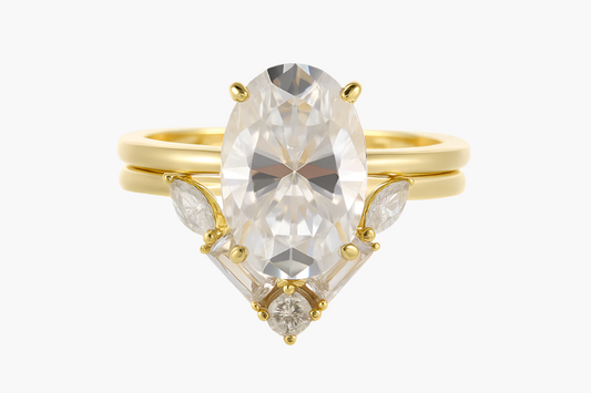 OVAL CUT MOISSANITE CLUSTER ENGAGEMENT RING SET (4.5 Carat)