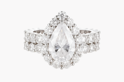 PEAR CUT MOISSANITE CLUSTER ENGAGEMENT RING SET (3 Carat)