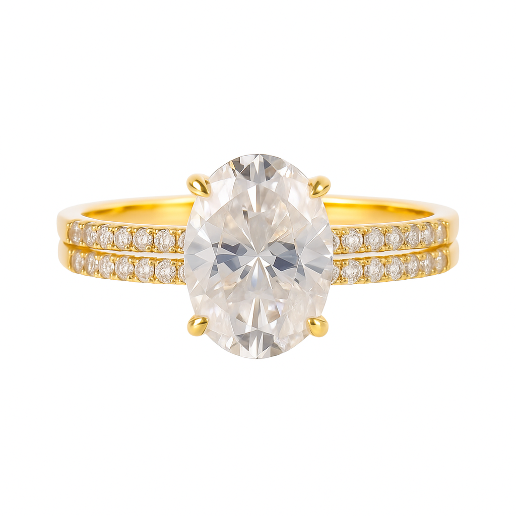 OVAL CUT MOISSANITE CLUSTER ENGAGEMENT RING SET (2.5 Carat)