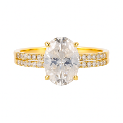 OVAL CUT MOISSANITE CLUSTER ENGAGEMENT RING SET (2.5 Carat)