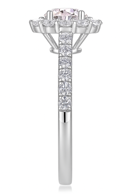 ROUND CUT SUNFLOWER MOISSANITE ENGAGEMENT RING (1 Carat)