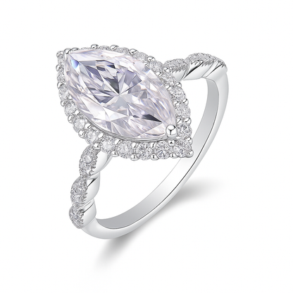 MARQUISE CUT HALO MOISSANITE ENGAGEMENT RING (5 Carat)