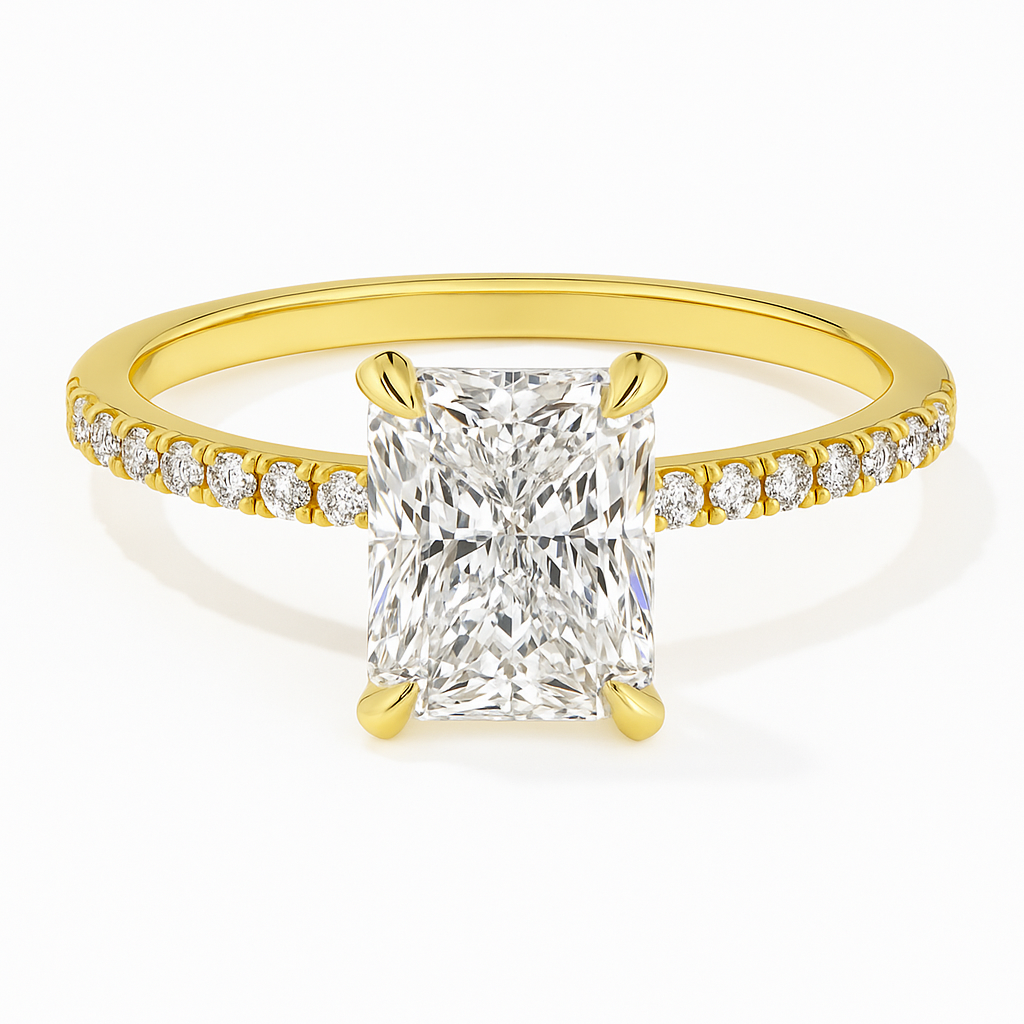 RADIANT CUT PAVÉ SET MOISSANITE ENGAGEMENT RING