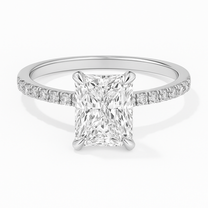 RADIANT CUT PAVÉ SET MOISSANITE ENGAGEMENT RING