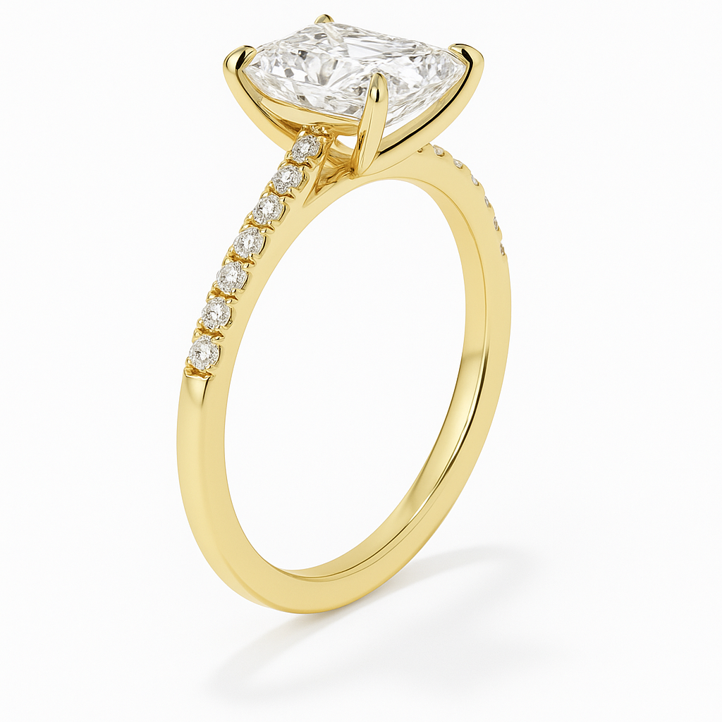 RADIANT CUT PAVÉ SET MOISSANITE ENGAGEMENT RING