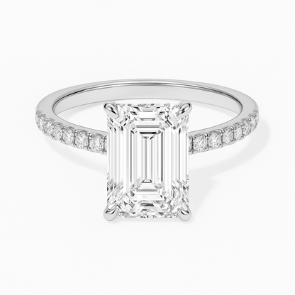 EMERALD CUT HIDDEN HALO MOISSANITE ENGAGEMENT RING