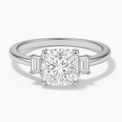 CUSHION CUT SOLITAIRE MOISSANITE ENGAGEMENT RING (3 Carat)