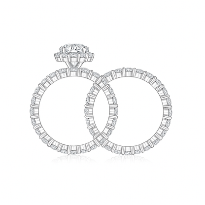 PEAR CUT MOISSANITE CLUSTER ENGAGEMENT RING SET (3 Carat)