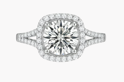 CUSHION CUT HALO MOISSANITE ENGAGEMENT RING (2 Carat)