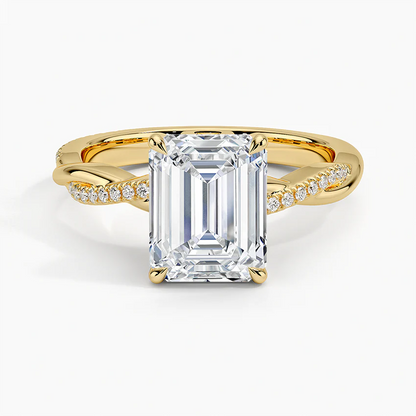 TWISTED SETTING EMERALD CUT MOISSANITE ENGAGEMENT RING (1 Carat)