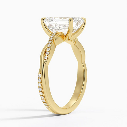 TWISTED SETTING EMERALD CUT MOISSANITE ENGAGEMENT RING (1 Carat)