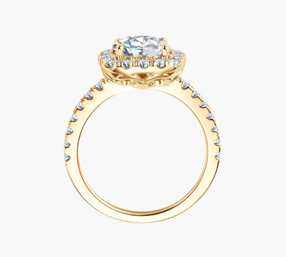 CUSHION CUT HALO MOISSANITE ENGAGEMENT RING (2 Carat)