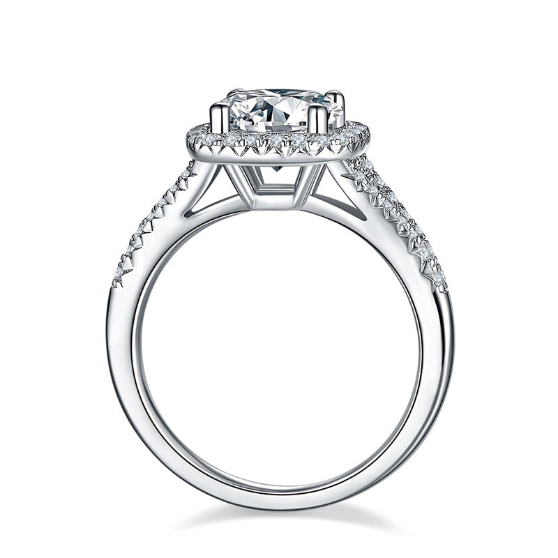 CUSHION CUT HALO MOISSANITE ENGAGEMENT RING (2 Carat)