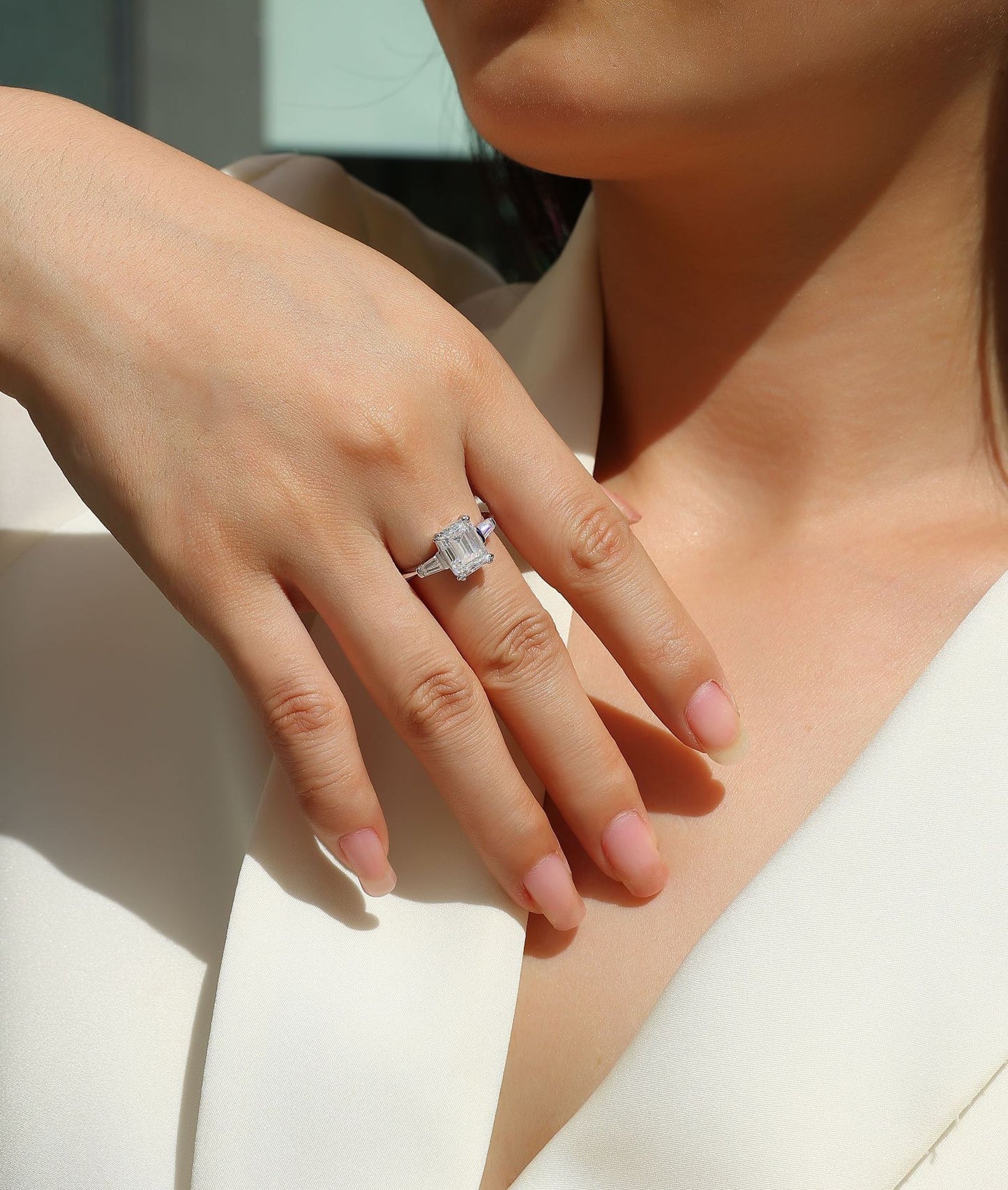 EMERALD CUT SOLITAIRE MOISSANITE ENGAGEMENT RING (2.5 Carat)