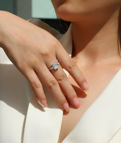 EMERALD CUT SOLITAIRE MOISSANITE ENGAGEMENT RING (2.5 Carat)