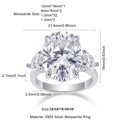 THREE STONE OVAL CUT MOISSANITE ENGAGEMENT RING (8 Carat)