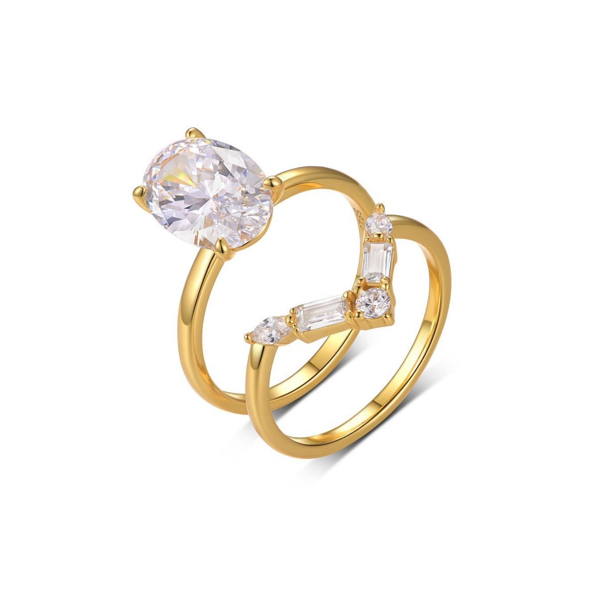 OVAL CUT MOISSANITE CLUSTER ENGAGEMENT RING SET (4.5 Carat)