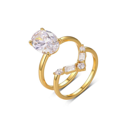 OVAL CUT MOISSANITE CLUSTER ENGAGEMENT RING SET (4.5 Carat)