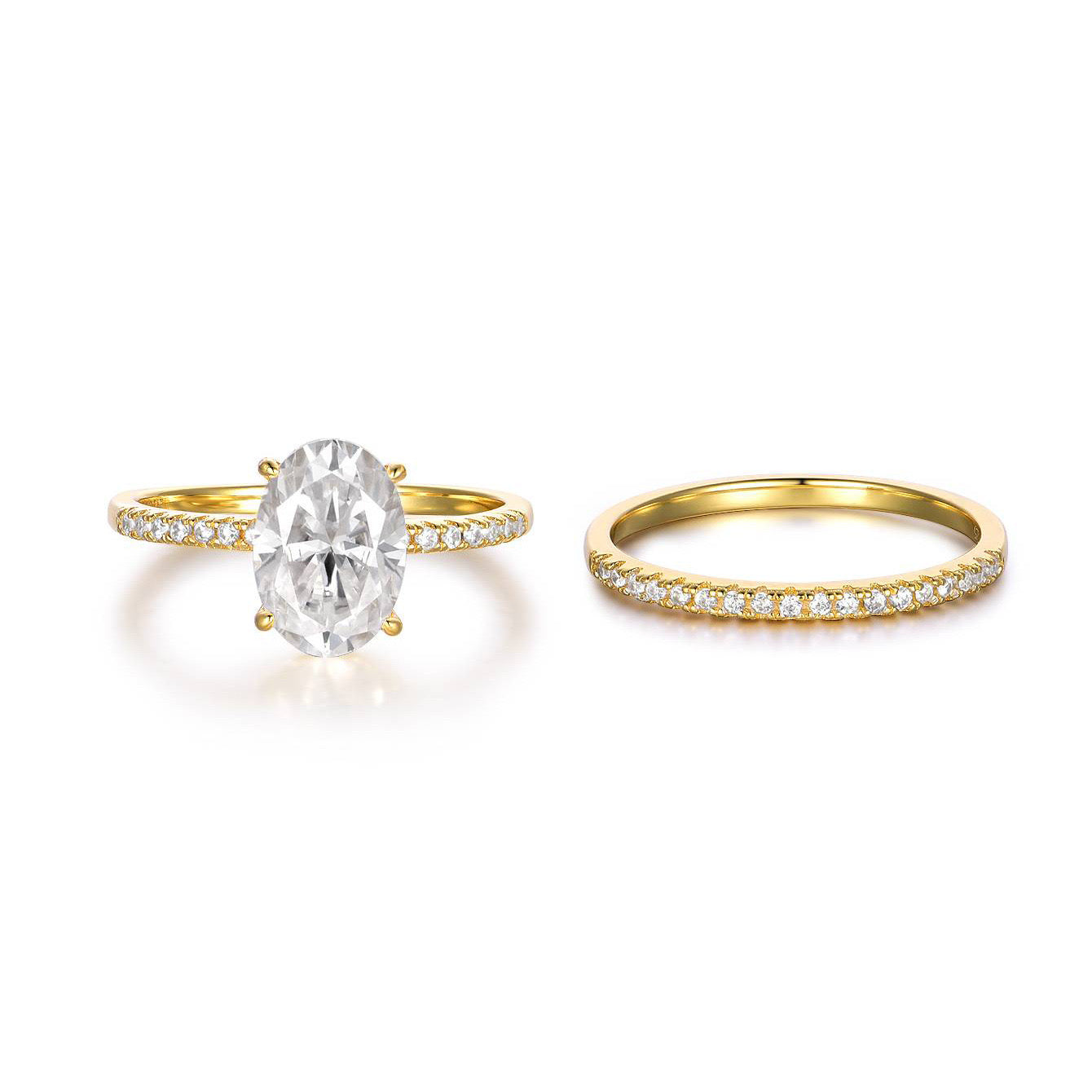 OVAL CUT MOISSANITE CLUSTER ENGAGEMENT RING SET (2.5 Carat)
