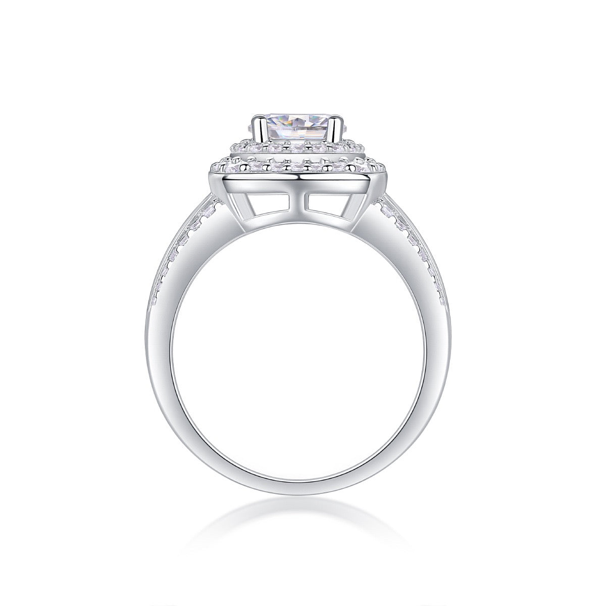 CUSHION CUT HALO MOISSANITE ENGAGEMENT RING (2 Carat)