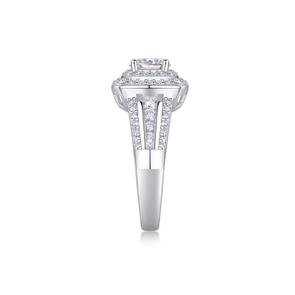 CUSHION CUT HALO MOISSANITE ENGAGEMENT RING (2 Carat)