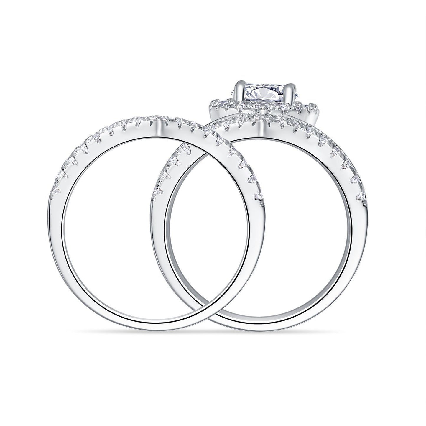 HEART HALO MOISSANITE CLUSTER ENGAGEMENT RING SET (1.5 Carat)