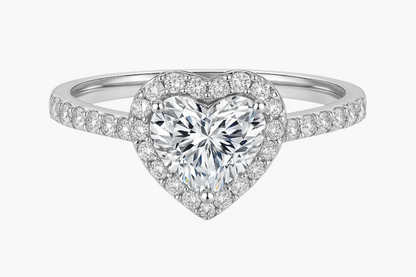 HEART CUT HALO MOISSANITE ENGAGEMENT RING (1 Carat)
