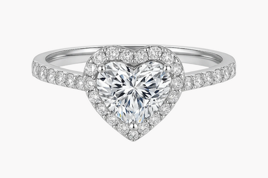 HEART CUT HALO MOISSANITE ENGAGEMENT RING (1 Carat)