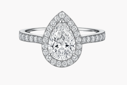 PEAR CUT HALO MOISSANITE ENGAGEMENT RING (5 Carat)