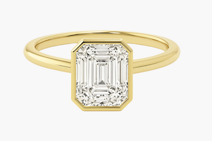 BEZEL SETTING EMERALD CUT MOISSANITE ENGAGEMENT RING