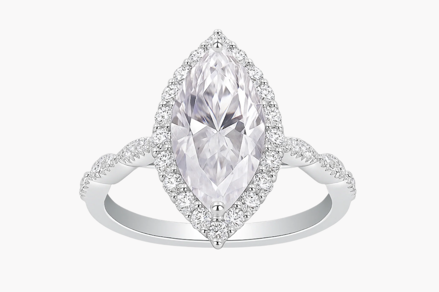MARQUISE CUT HALO MOISSANITE ENGAGEMENT RING (5 Carat)