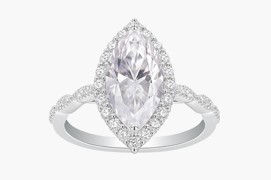 MARQUISE CUT HALO MOISSANITE ENGAGEMENT RING (5 Carat)