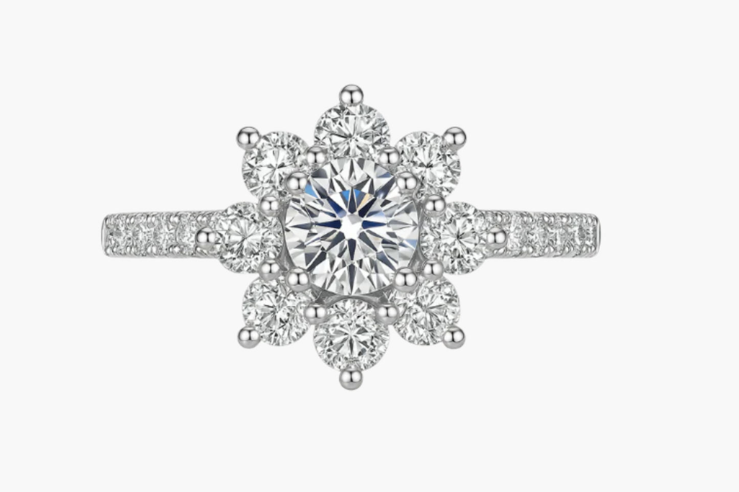 SUNFLOWER ROUND CUT MOISSANITE ENGAGEMENT RING (2 Carat)