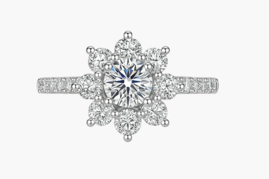 SUNFLOWER ROUND CUT MOISSANITE ENGAGEMENT RING (2 Carat)
