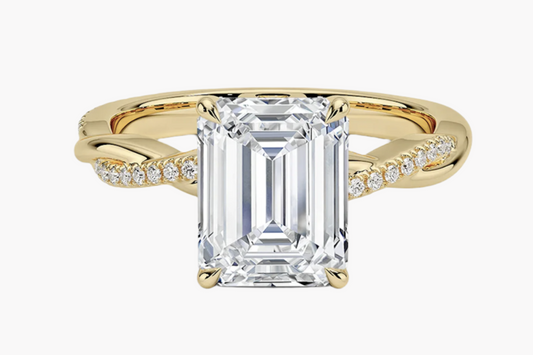 TWISTED SETTING EMERALD CUT MOISSANITE ENGAGEMENT RING (1 Carat)