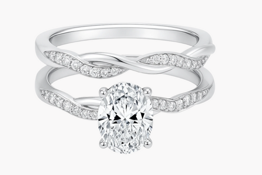 NESTED STACKING OVAL CUT MOISSANITE ENGAGEMENT RING (2 Carat)