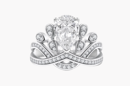 CROWN STYLE PEAR CUT MOISSANITE ENGAGEMENT RING (2 Carat)