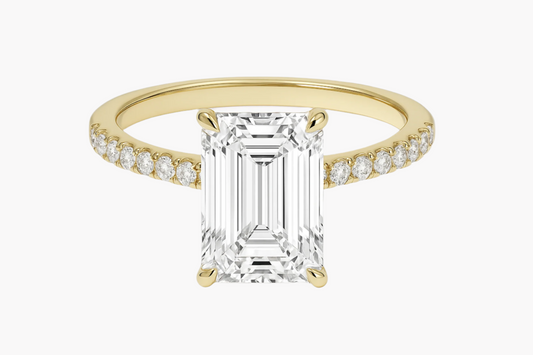 EMERALD CUT HIDDEN HALO MOISSANITE ENGAGEMENT RING
