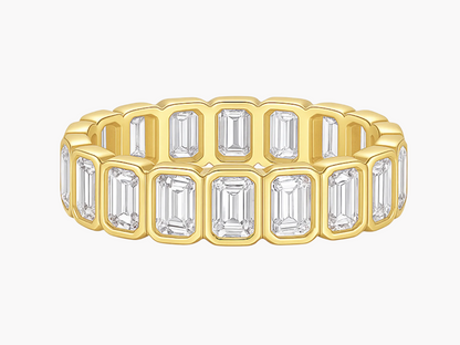 EMERALD CUT BEZEL SET FULL ETERNITY MOISSANITE BAND (4mm)