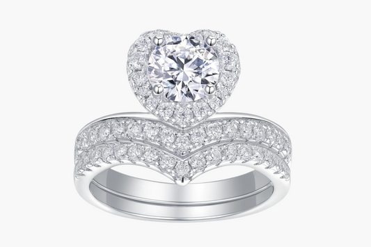 HEART HALO MOISSANITE CLUSTER ENGAGEMENT RING SET (1.5 Carat)